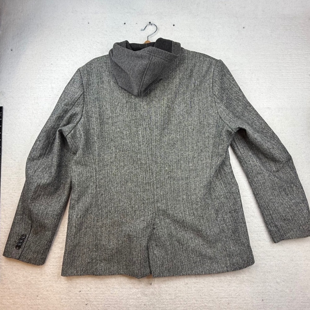 American Rag Mens Herringbone Blazer Jacket Hood Gray XL 1990s vibes Y2K Street - Picture 6 of 10